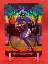 2022 Panini Select #73 Lamar Jackson Green and Yellow Prizm Die Cut