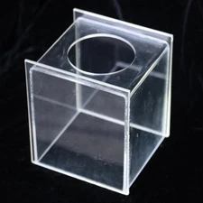 MCM Vintage CLEAR STURDY lucite facial TISSUE HOLDER dispenser VERTICAL square
