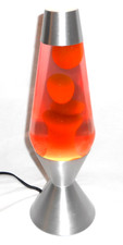 2015 Lava Lite 13.6" Motion  Glitter Lava Lamp Silver Base Yellow/Pink Orange 
