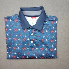 Walter Hagen Polo Shirt Mens Medium Red White Blue Star Golf Performance USA