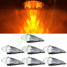 7X 15.25"*3.5"*4" 17Diodes Clear/Amber Led Torpedo Upper Top Cab Marker for T800