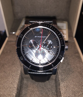 Burberry BU9382 Chronograph Black Dial Leather Band Men's Watch