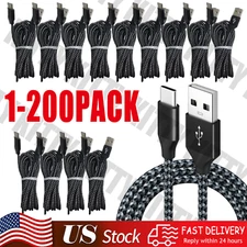 Braided USB C Type-C Fast Charging Data SYNC Charger Cable Cord 3/6/10FT Lot