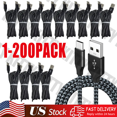 Braided USB C Type-C Fast Charging Data SYNC Charger Cable Cord 3/6/10FT Lot