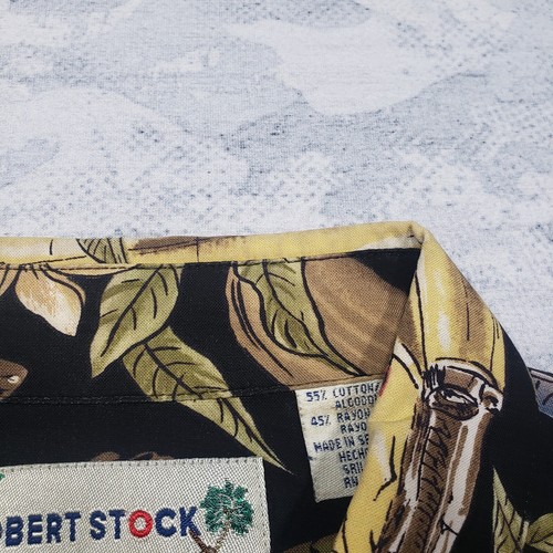 Camisa Hawaiana Robert Stock Hombres Grande Negra Manga Corta Botón Chevey Car Aloha - Imagen 5 de 9