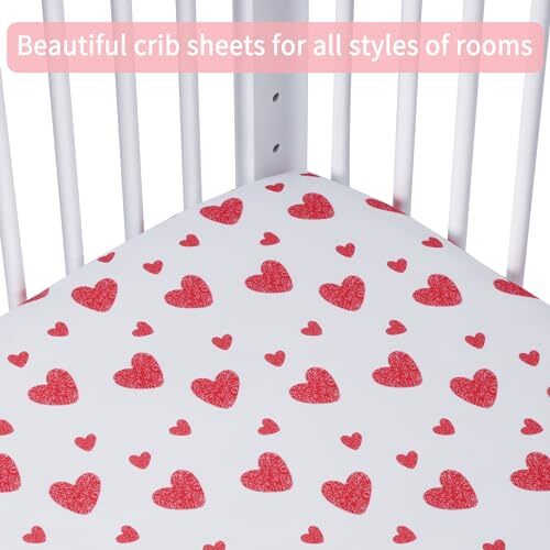 Baby Crib Sheets for Boys Girls, 2 Pack Fitted Crib Sheet for Love