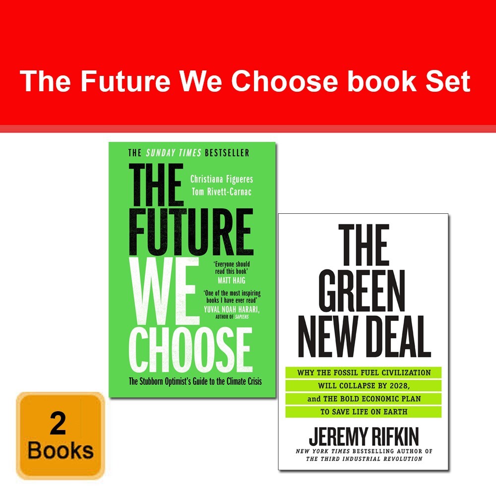 Future We Choose Christiana Figueres, Green New Deal Jeremy Rifkin 2 Books Set