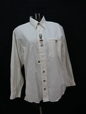 Size L costume shirt cream cotton Edelweiss embroidery great costume shirt