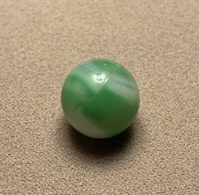 Vtg Marble King Light Green White Rainbow Patch And Ribbon Glass Marble 0.623  