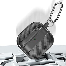 Fr Airpods Pro 3/2/1 Airpods 4/3/2 Carbon Fiber Pattern Case Cover with Keychain