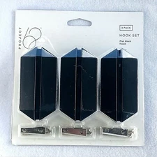 Project 62 Coat Robe Hook Set 3 Pack Flat Black Finish Modern Geometric 3.5"