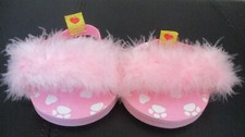 Build A Bear Workshop Pink Feathery Fuzzy Sandals Flip Flops Shoes