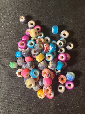 50 grams glass beads - (B1231) colorful white hearts