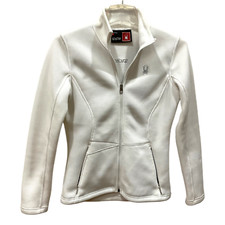 S Women's Spyder White Endure Full Zip Jacket S small knit Fleece silver spider