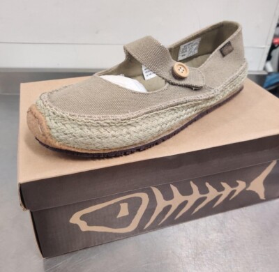 Weird Fish Light Brown Hemp Mary Jane Shoes, Various Sizes