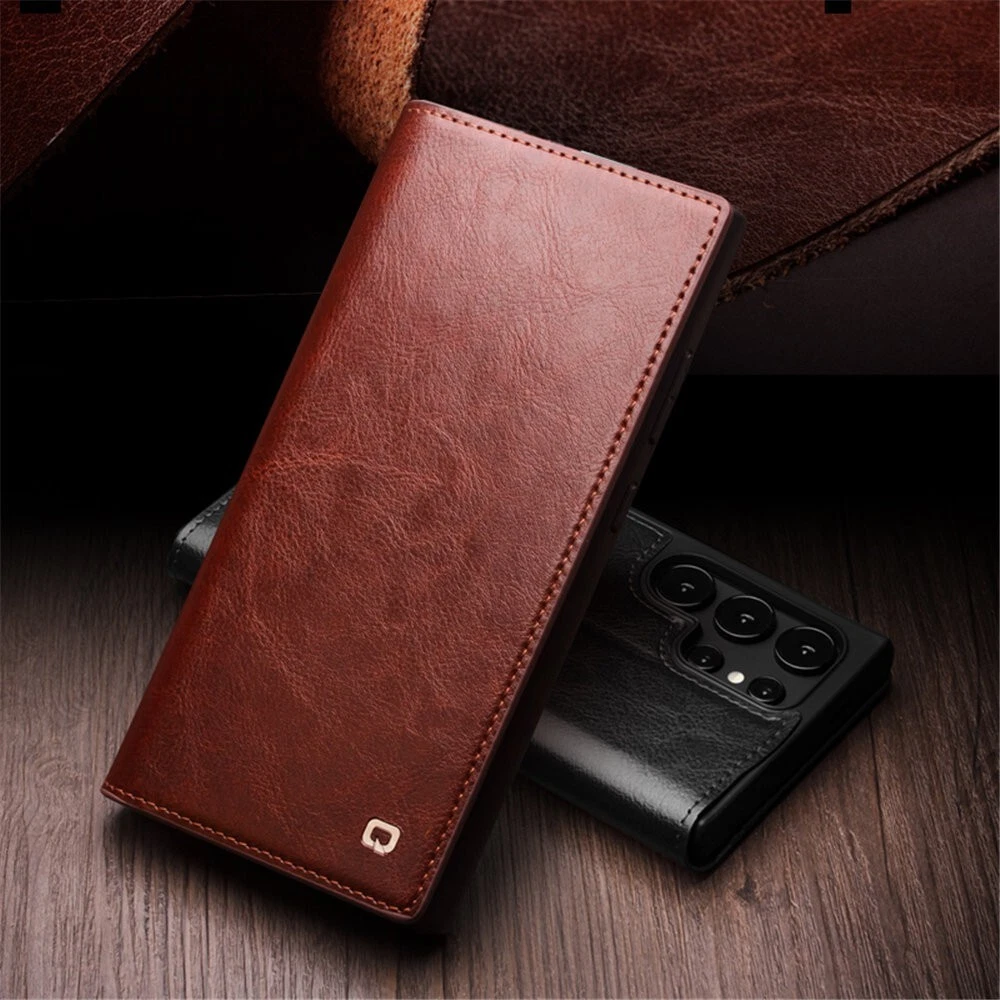 QIALINO Genuine Cowhide Leather Case for Samsung S25 S25 Ultra Business Cover - Picture 2 of 16