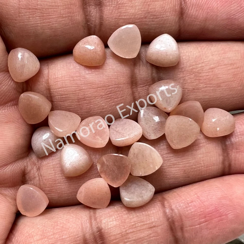 Natural Peach Moonstone Trillion 6x6 mm to 20x20 mm Cabochon Loose Gemstone Lot - Image 3 of 4