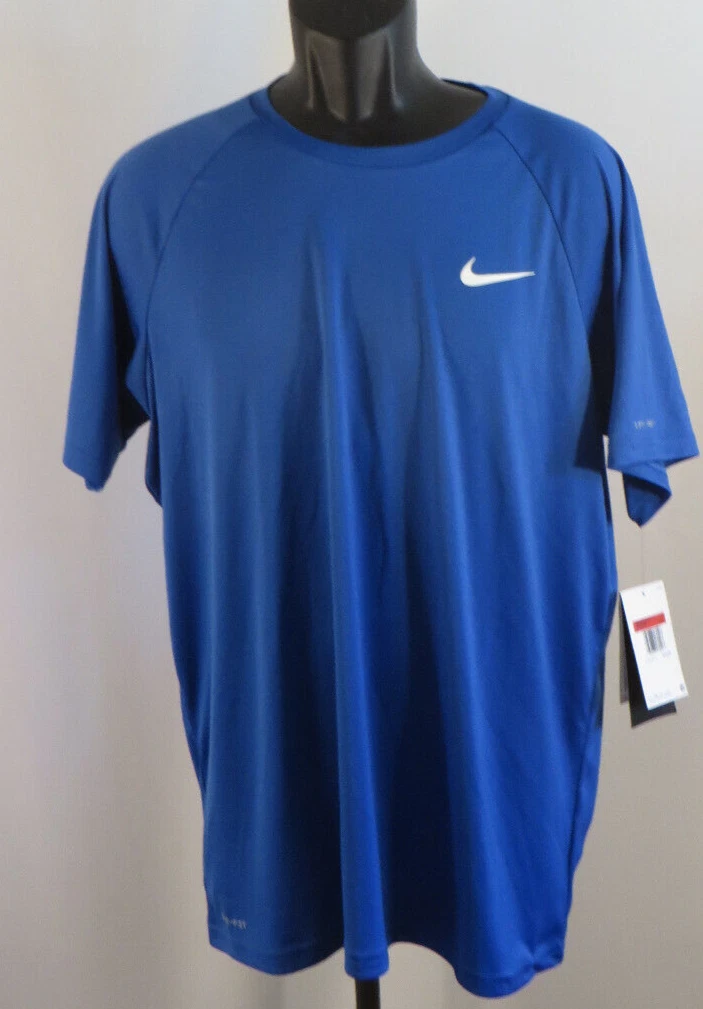 Mens Nike Swin Dri-fit Tshirt Blue Sun Protect UPF 40+ MSRP $42 Size Large