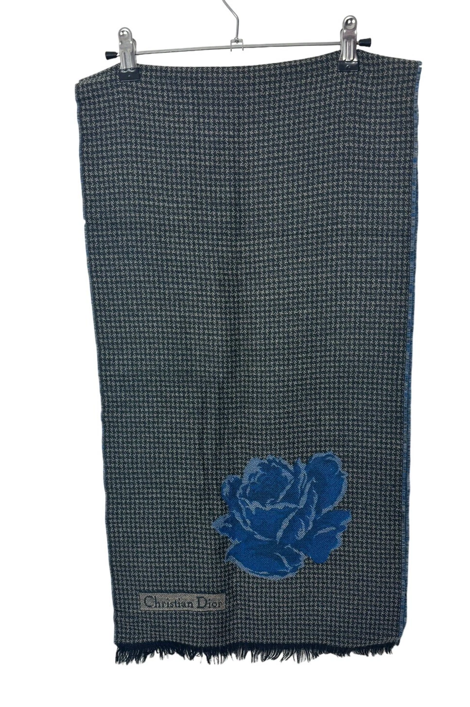 Foulard vintage Christian Dior écharpes laine mérinos accent fleur DÉFAUT