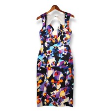 Rubber Ducky Sheath Sleeveless Dress Made in USA Abstract Colorful Size Small