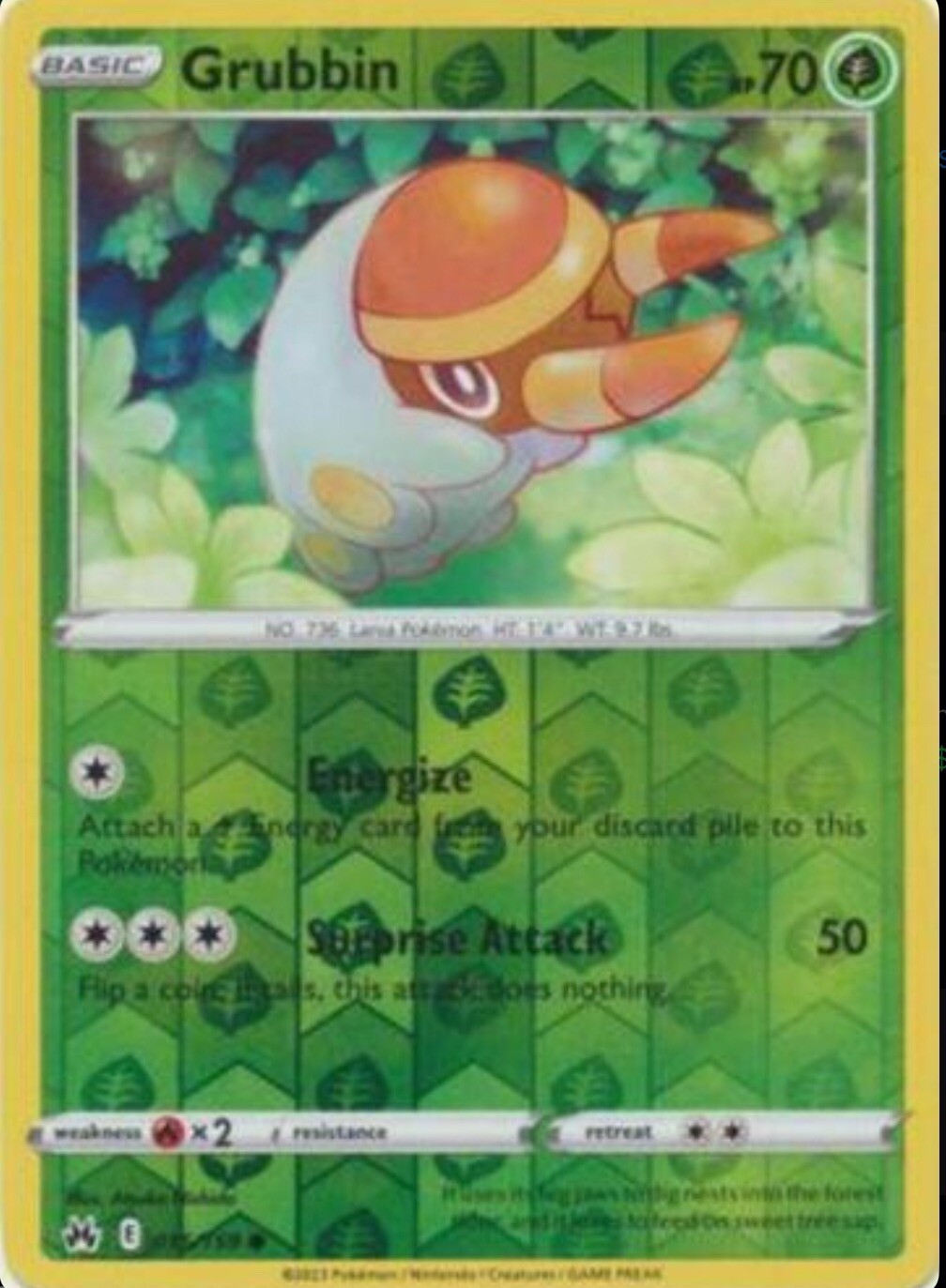Grubbin [Reverse Holo] 15/159 Pokémon TGC Crown Zenith