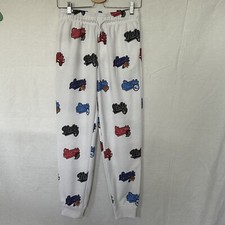 NBA Youth White Sweat Pants With Team Logos Draw String Size L 14-16