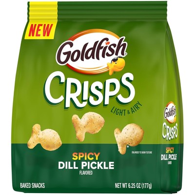 Goldfish Crisps Spicy Dill Pickle Flavored Baked Chip Crackers 6.25 Oz Bag