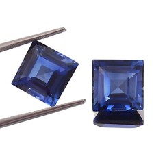 Natural Ceylon Blue Sapphire Square Cut Loose Gemstone Matching Pair 12x12 MM