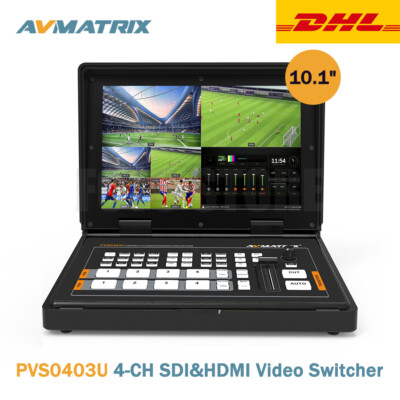 AVMATRIX PVS0403U 4-CH SDI & HDMI Video Switcher with 10.1'' inch FHD IPS Monitor