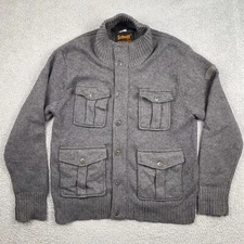 Schott NYC Jacket Mens XL Gray Military Full Zip Wool blend Sweater Army Garment