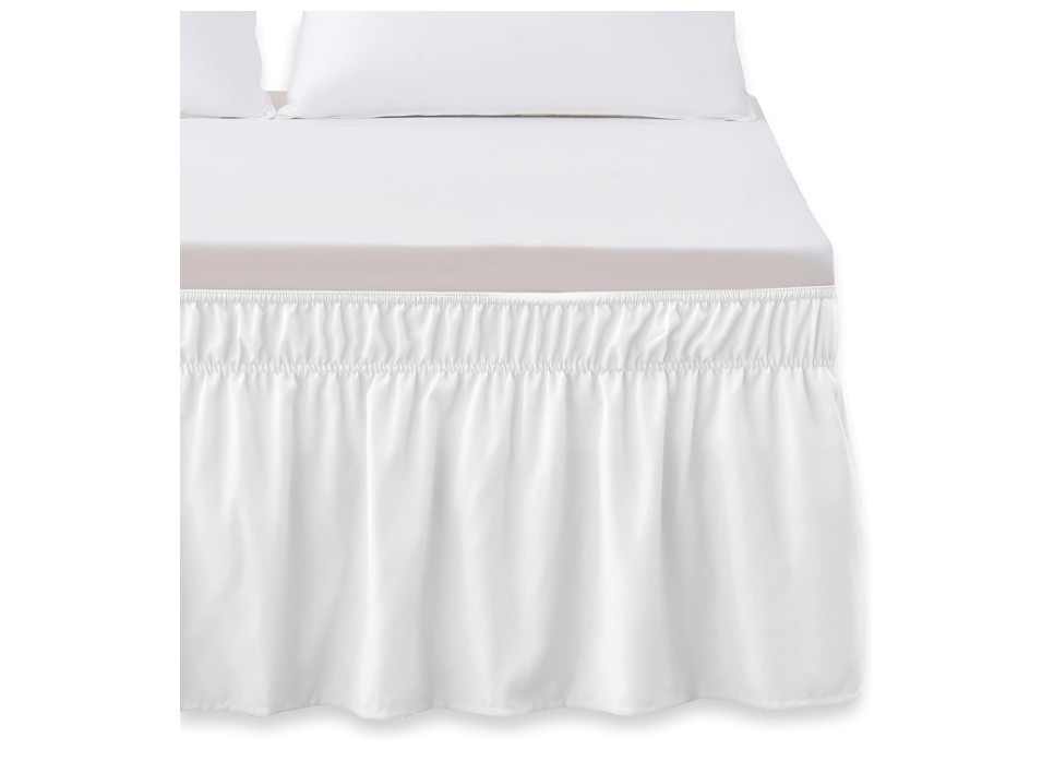 Luxurious Wrap around Elastic Solid Ruffled Bed Skirt, with 16