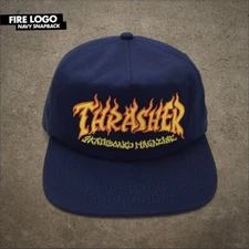 Thrasher Magazine FIRE LOGO Snapback Skateboard Hat NAVY