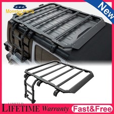 For Jeep Wrangler JL 2018-2026 4-Door Aluminum Roof Rack Luggage Holder + Ladder