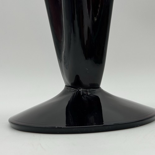 BLENKO Handmade Blown Glass Amethyst Purple Fan Vase Art Deco Style Vintage 90’s - Picture 9 of 17