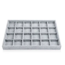 Oirlv 24 Grid Ice Velvet Jewelry Drawer Organizer Tray Stackable Jewelry Tray...