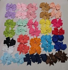 36 Pcs 3" Grosgrain Ribbon Boutique Hair Bows Dance Cheer Baby Child Sets Fun VG