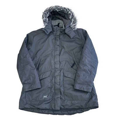 Helly Hansen Grau Parka Jacke Kapuze Mantel Outdoor Winter Herren Medium