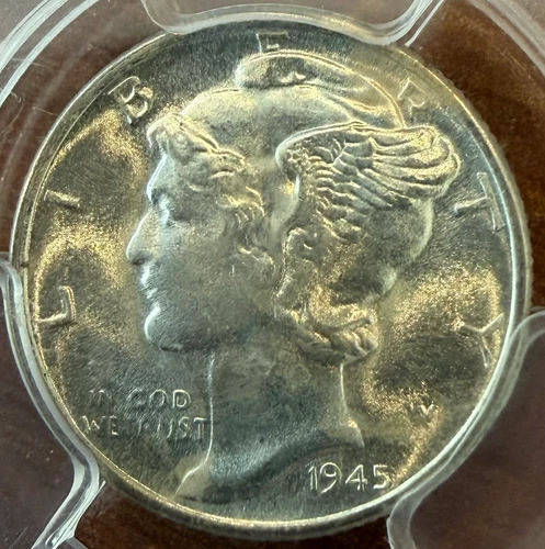 1945 D Silver Mercury Dime PCGS MS 64 FB Old Light Blue Holder