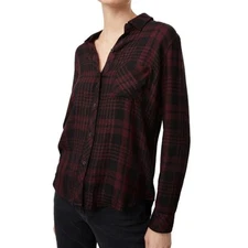 NWT Rails Hunter Black Merlot Button‎ Down Red Plaid Top Size Medium