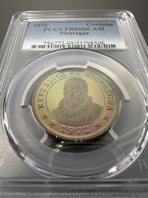1972 Nicaragua Cordoba Proof Coin PCGS PR69 DCAM Top Pop 5/0 KM#26 Toned!