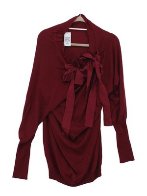 Vionnet Damen Top UK 12 Rot Wolle mit Seide Langarm Rundhals Basic