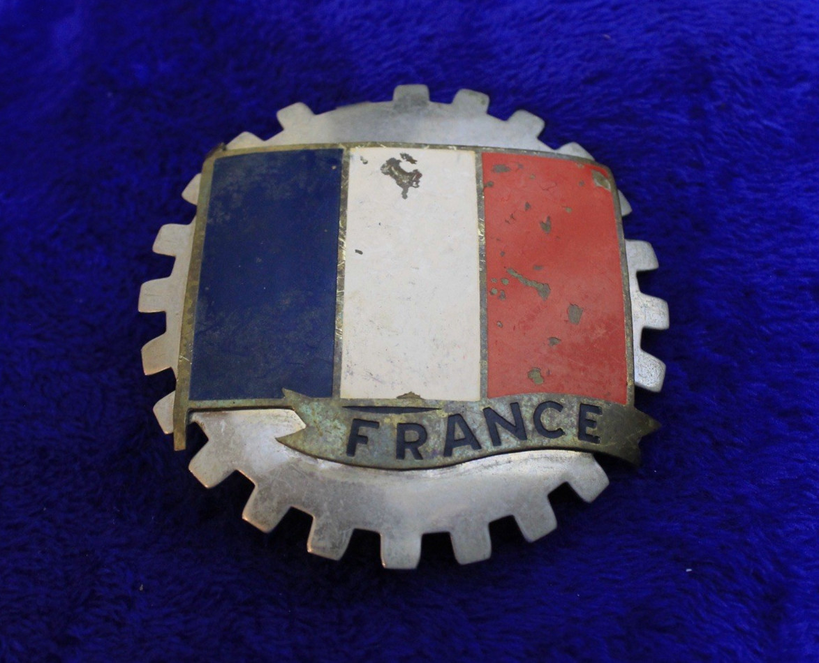 Vintage France Flag Grille Badge Bumper Topper Sign Emblem Citroen Renault MDI