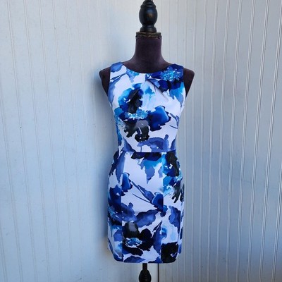 B.Darlin Blue White Sleeveless Zipper Floral Summer Dress Sz 3/4 | eBay
