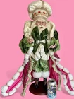 26” BIG MARK ROBERTS jeweled HOT PINK KING OF CHRISTMAS SANTA Pedestal ON base