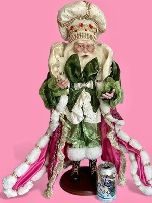26  BIG MARK ROBERTS jeweled HOT PINK GREEN BAKER CHEF SANTA Pedestal ON base