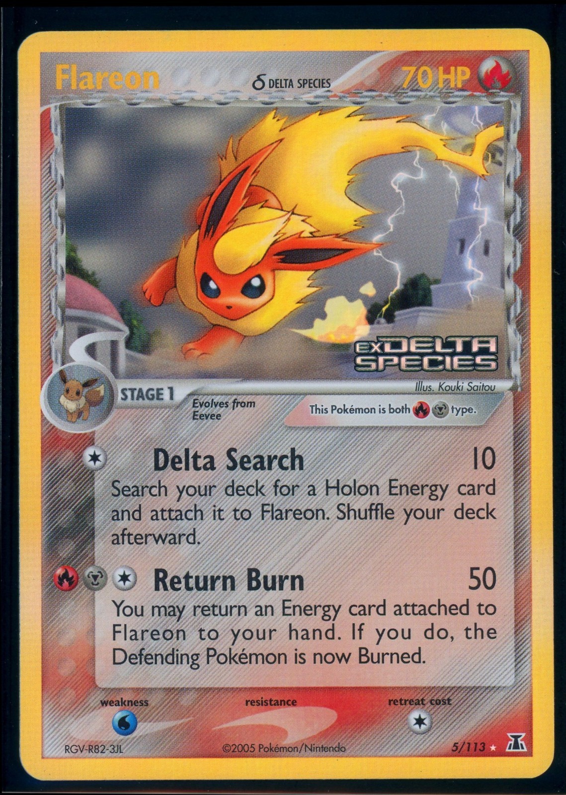 Pokemon EX DELTA SPECIES - #5/113 Flareon - Reverse Holo - ENG - Near Mint-
