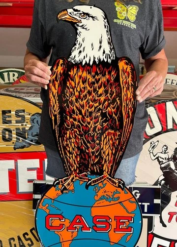 Antique Vintage Old Style Sign Case Eagle 36x15 NOT Porcelain Made USA