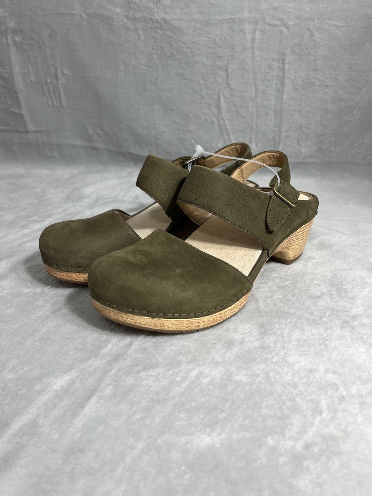 Dansko Olive Suede Leather Mary Jane Clogs New EU 36 US 5.5 Comfort Shoes