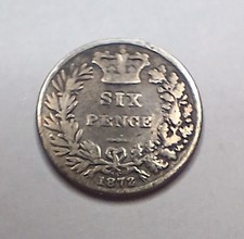 Queen Victoria Silver Sixpence 1872