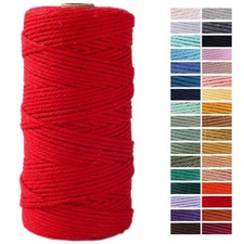 ZXCDINO Red Macrame Cord 3mm x 109Yards,Colored Cotton x 109yards,